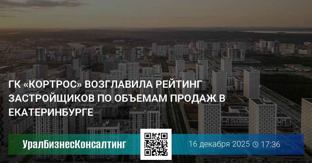 ГК «КОРТРОС» возглавила рейтинг застройщиков по объемам продаж в Екатеринбурге