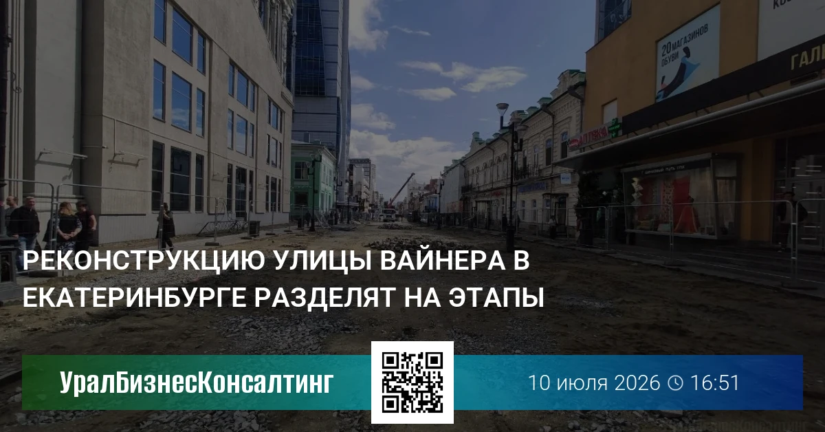 Реконструкцию улицы Вайнера в Екатеринбурге разделят на этапы