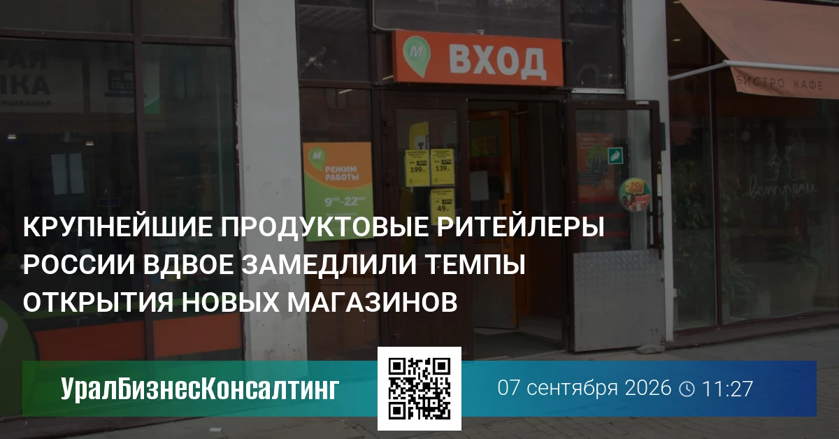 Крупнейшие продуктовые ритейлеры России вдвое замедлили темпы открытия новых магазинов
