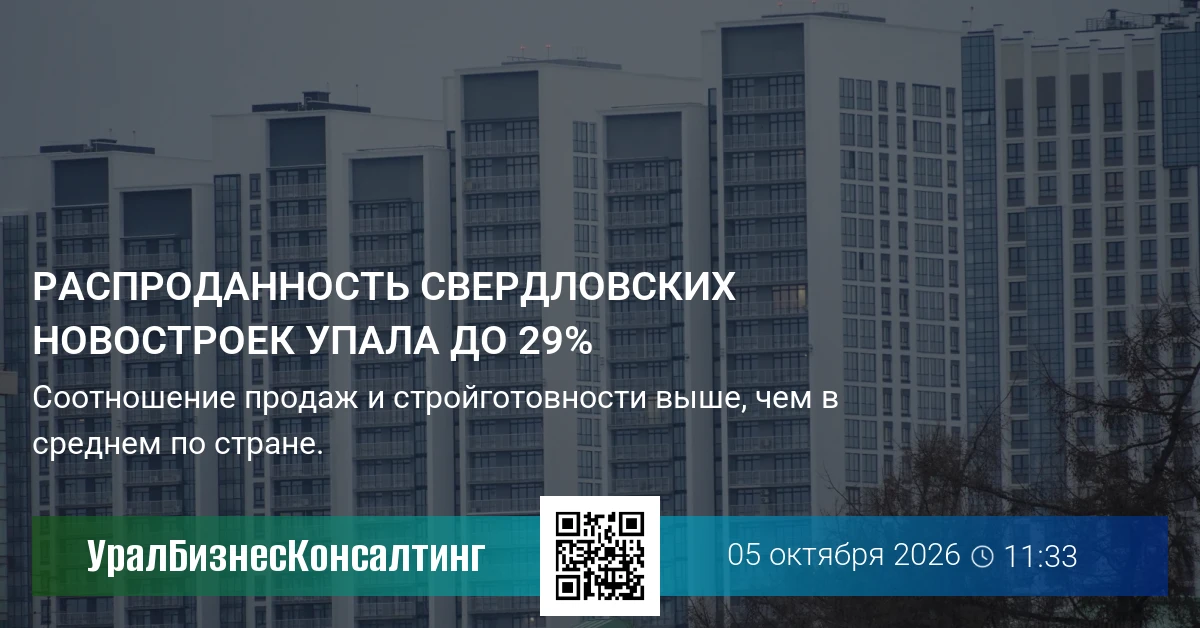 Распроданность свердловских новостроек упала до 29%