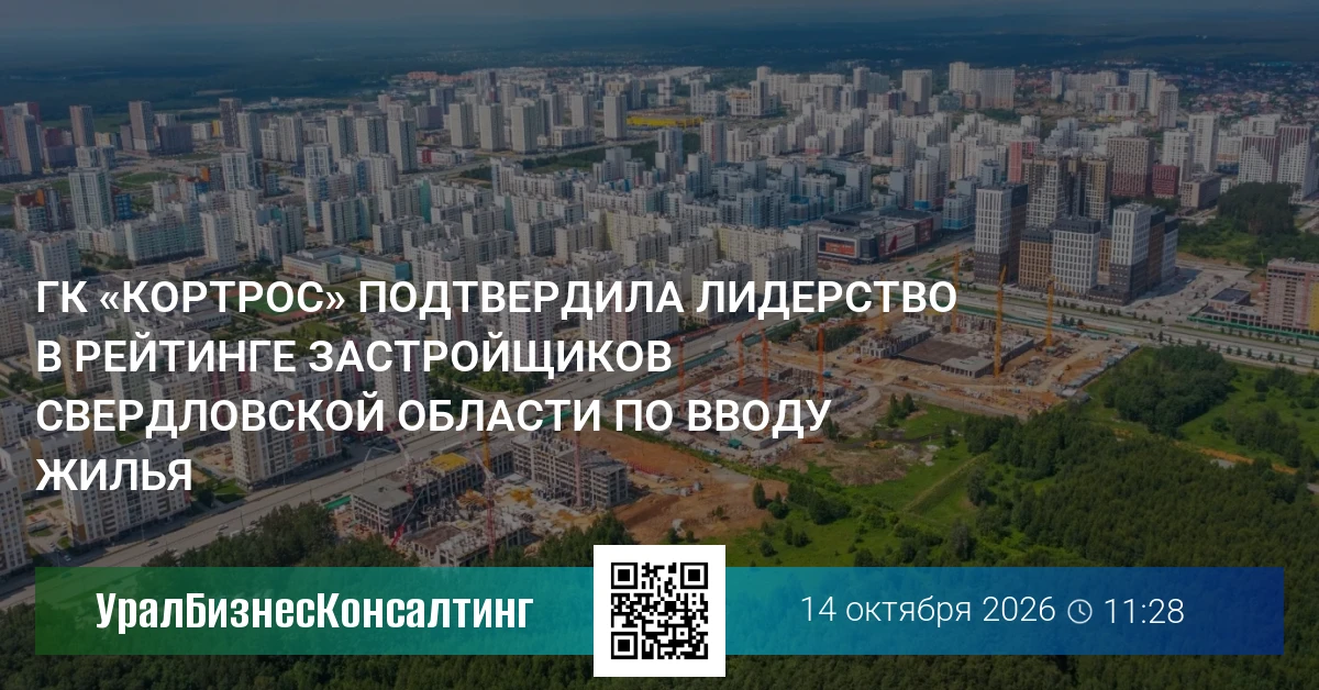 ГК «КОРТРОС» подтвердила лидерство в рейтинге застройщиков Свердловской области по вводу жилья