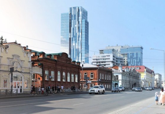 В центр Екатеринбурга втиснут новый небоскреб