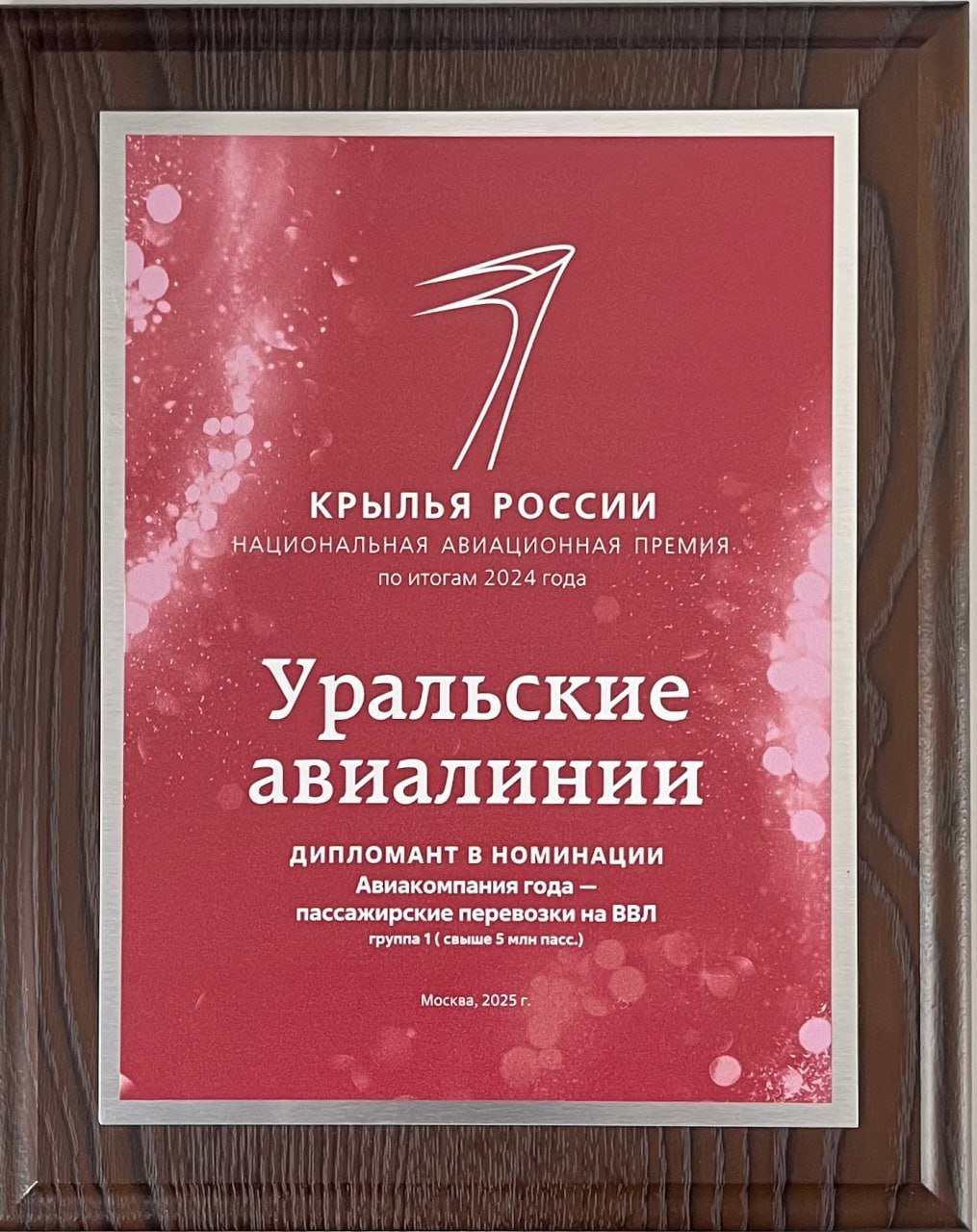 «Уральские авиалинии» стали дипломантами отраслевой премии «Крылья России-2024»